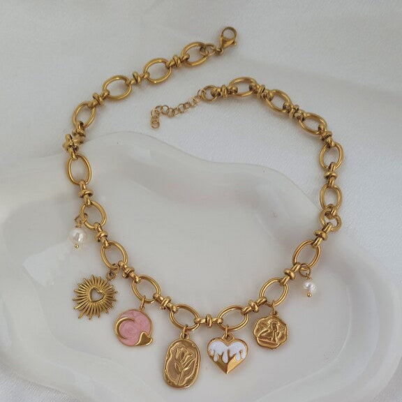Collana charms Rosa