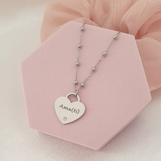 Collana cuore Zirconia argento