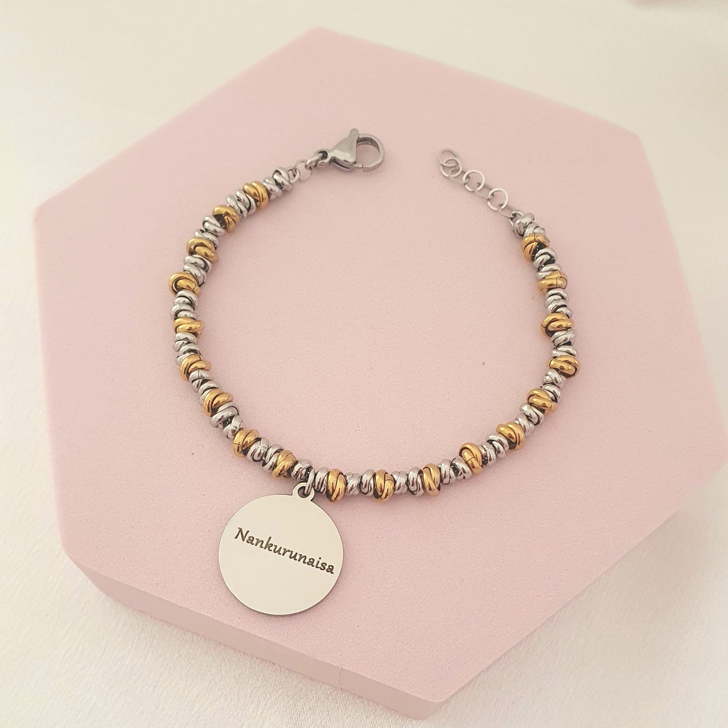 Bracciale Nodini bicolore medaglia silver