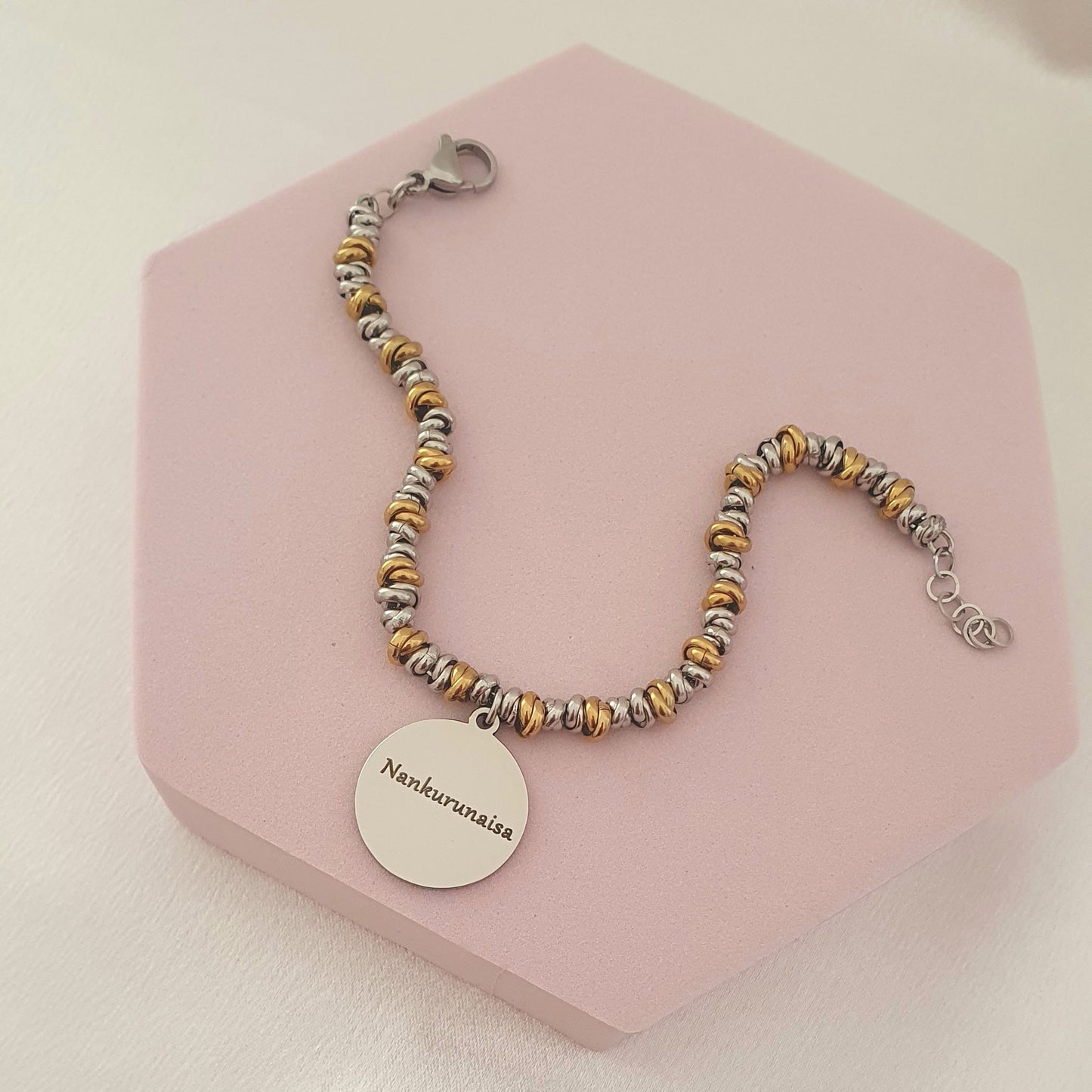 Bracciale Nodini bicolore medaglia silver