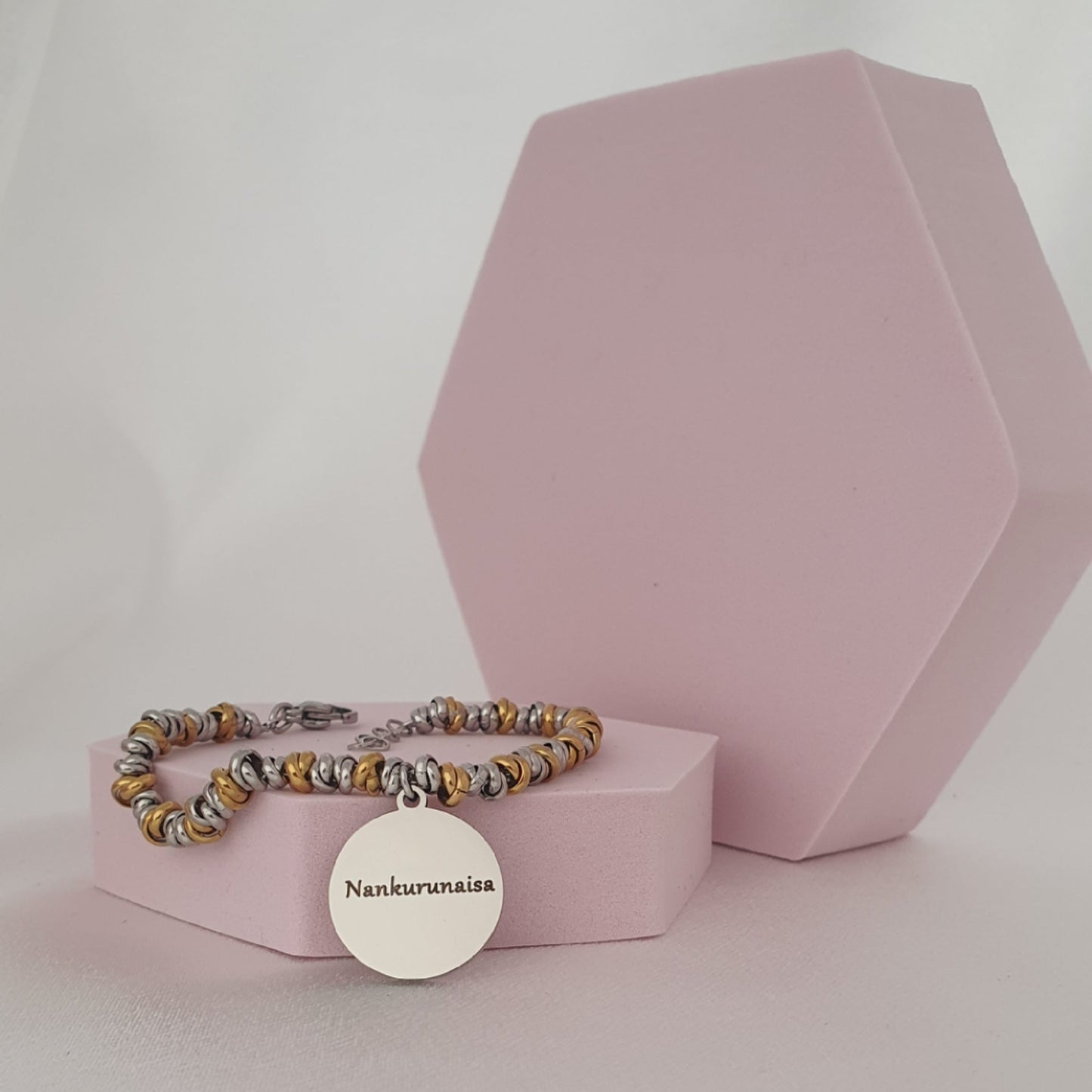 Bracciale Nodini bicolore medaglia silver