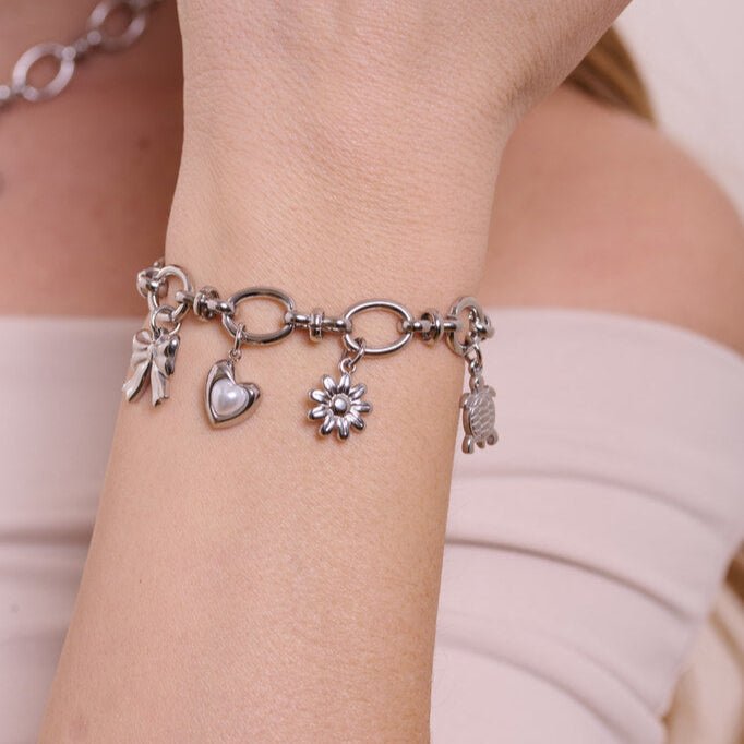Bracciale Charms Perla Argento - Refé Gioielli