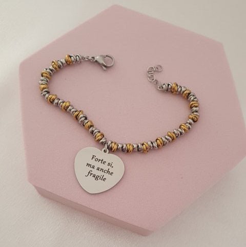 Bracciale Nodini Bicolor Cuore - Silver - Refé Gioielli