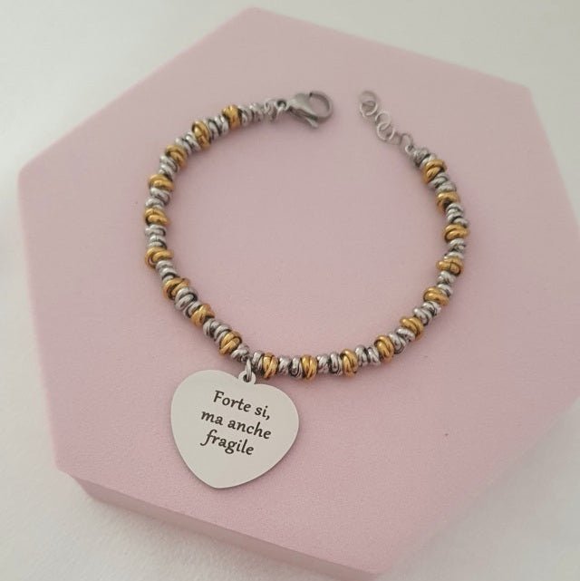 Bracciale Nodini Bicolor Cuore - Silver - Refé Gioielli