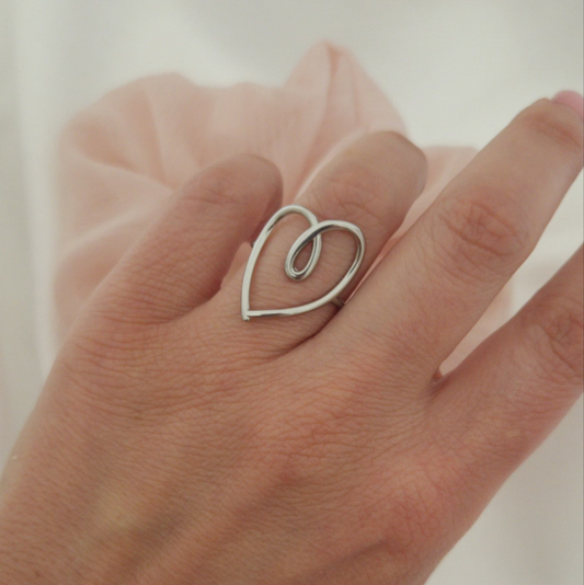 Anello Cuore Ghirigoro argentato