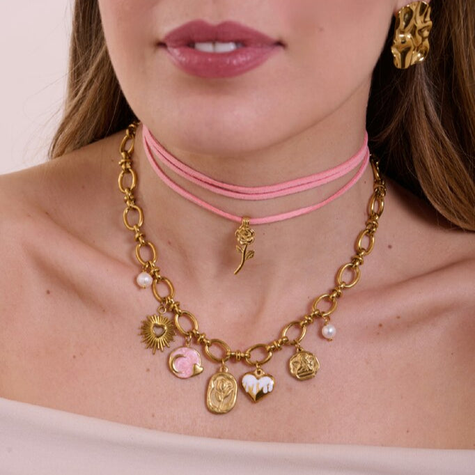 Collana charms Rosa