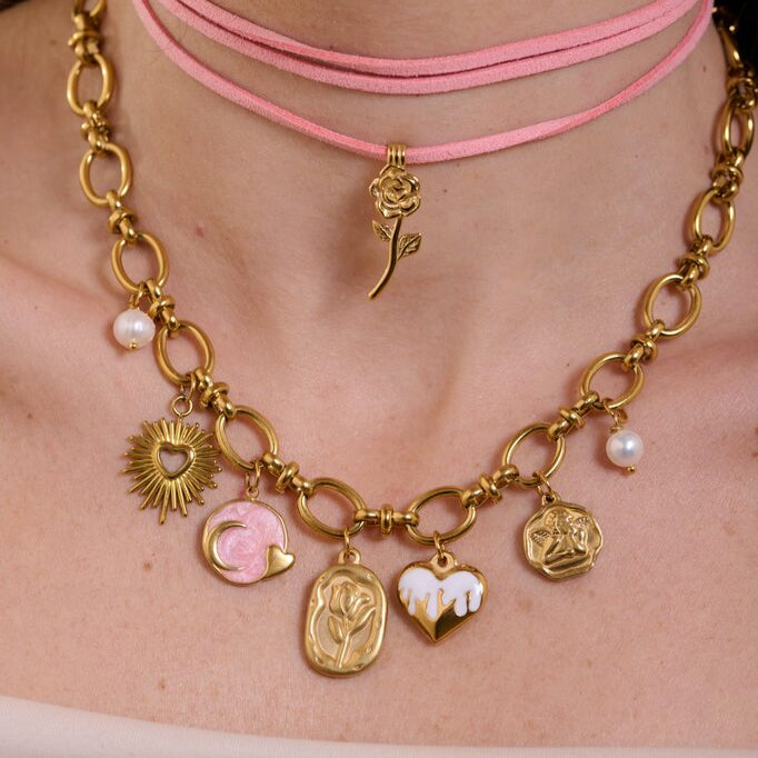 Collana charms Rosa