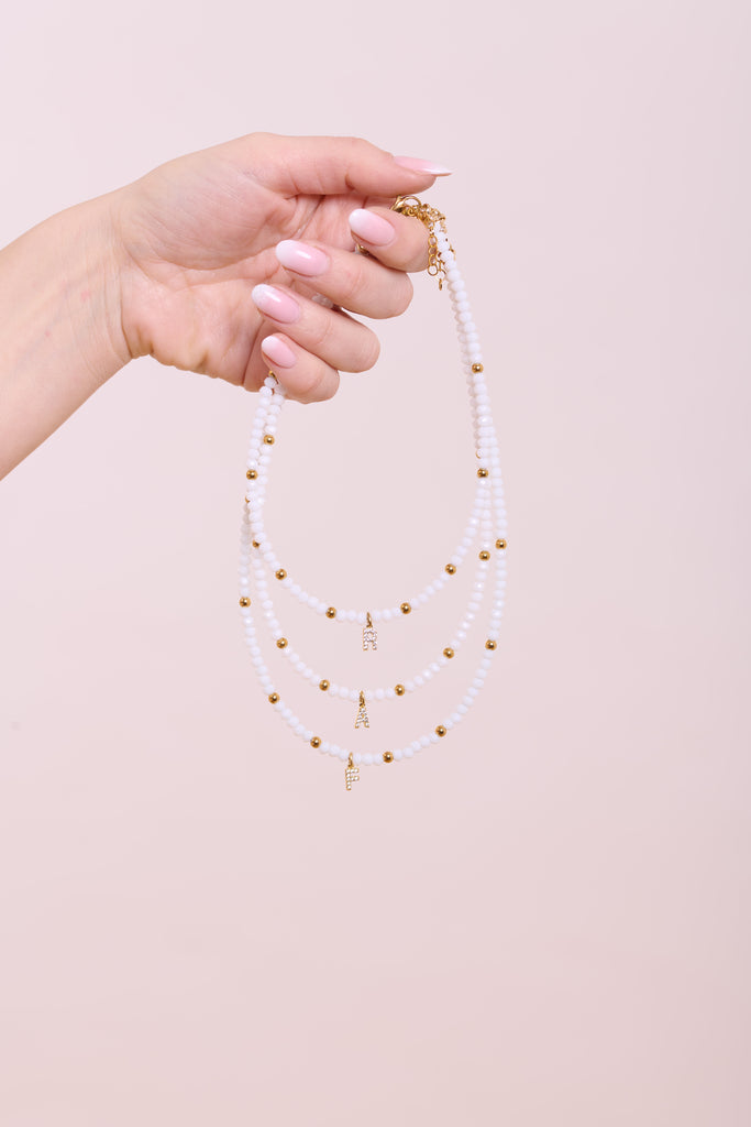 Collana Crystal bianca con inziale
