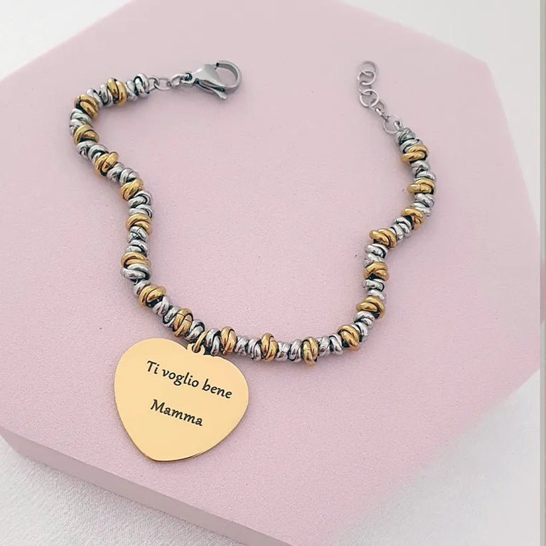 Bracciale Nodini Bicolor Cuore - Gold - Refé Gioielli