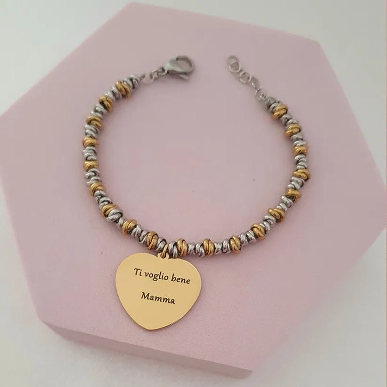 Bracciale Nodini Bicolor Cuore - Gold - Refé Gioielli