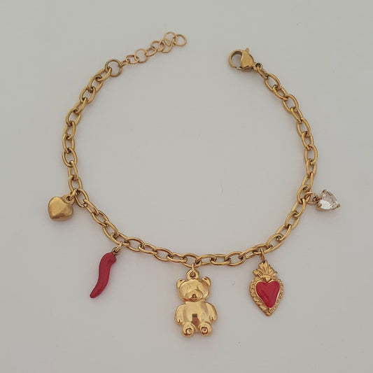 Bracciale con charms Fortuna dorato