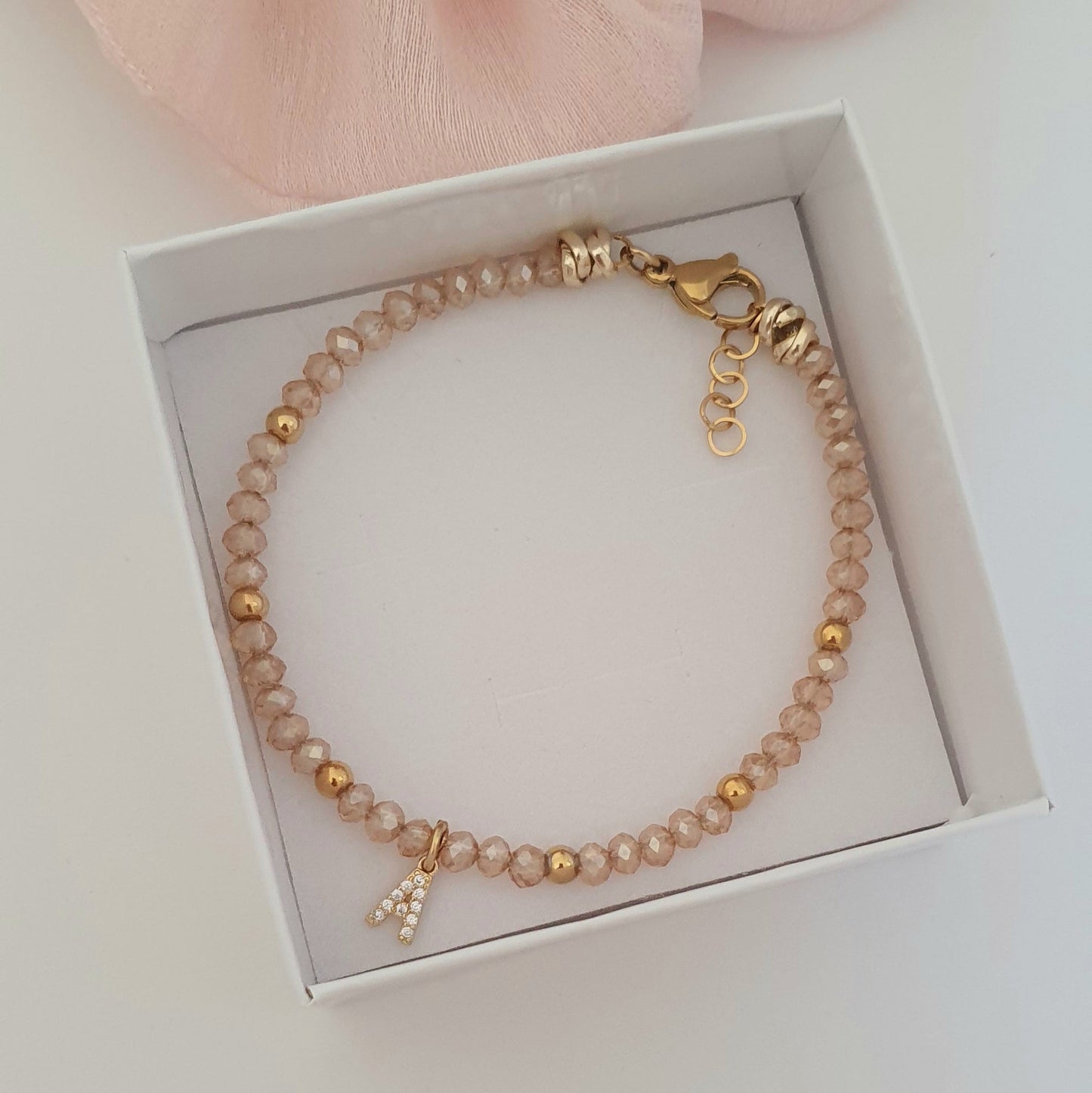 Bracciale Crystal champagne con iniziale