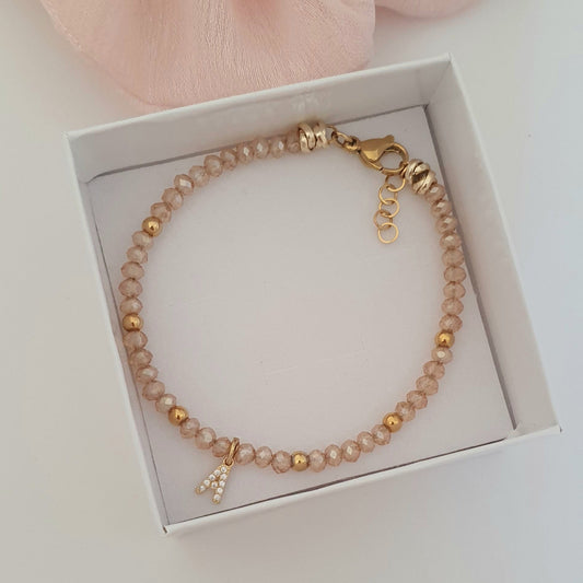 Bracciale Crystal champagne con iniziale