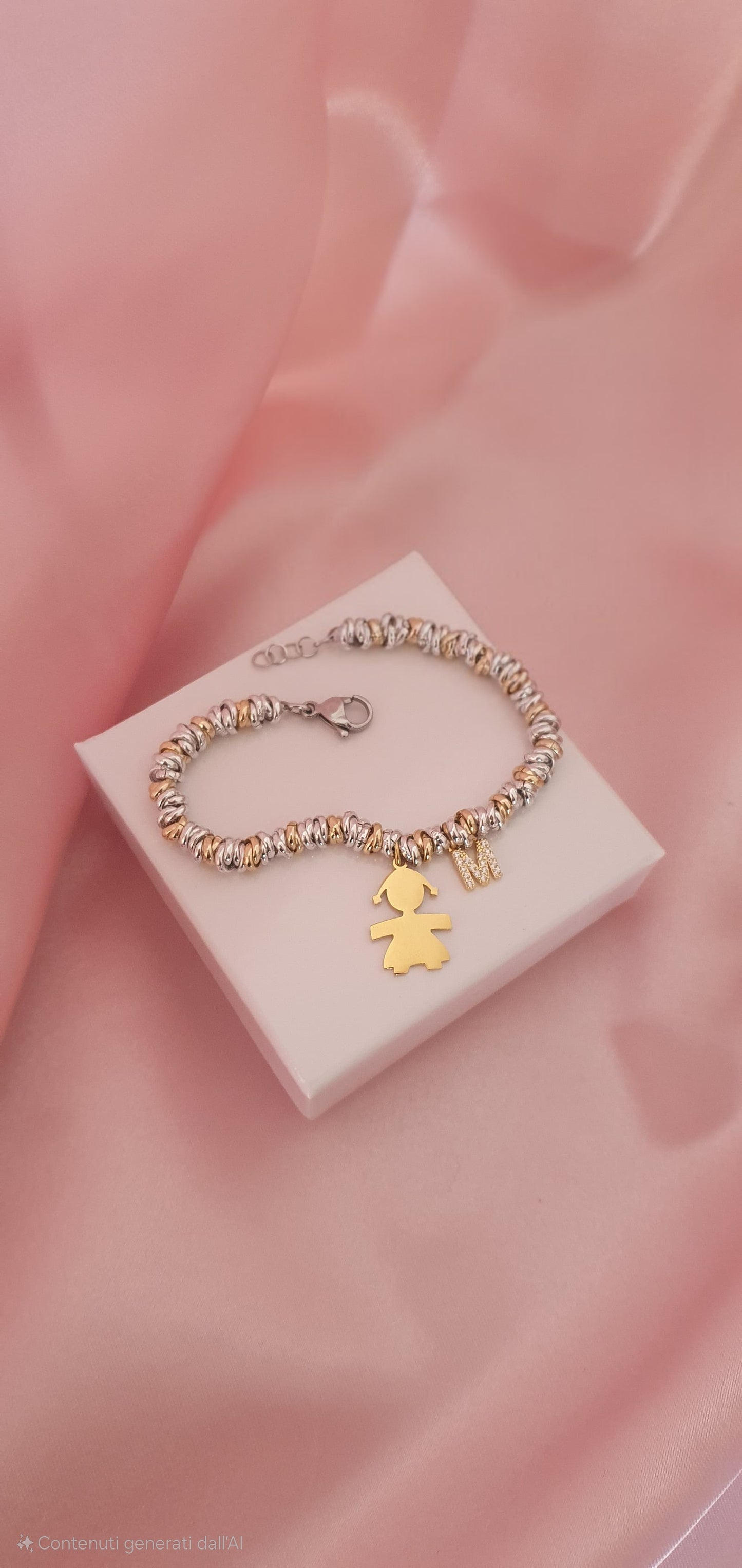 Bracciale Bebè con inziale bicolor