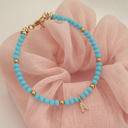 Bracciale Crystal turchese con inziale