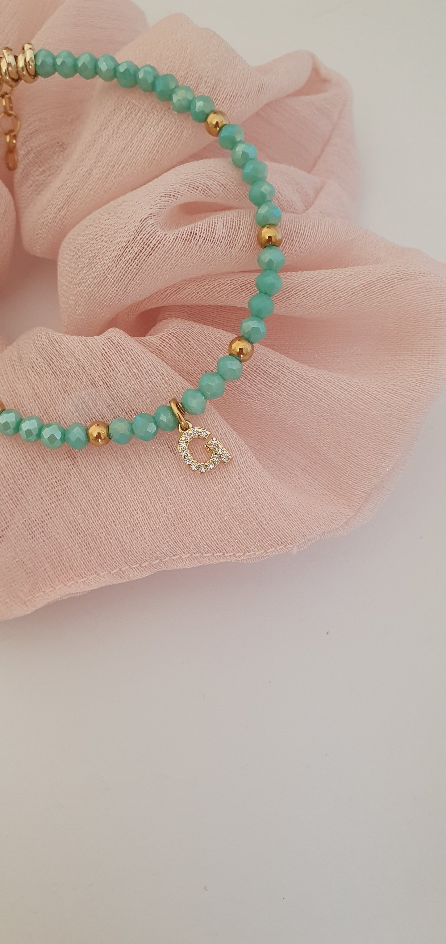 Bracciale Crystal verde con inziale