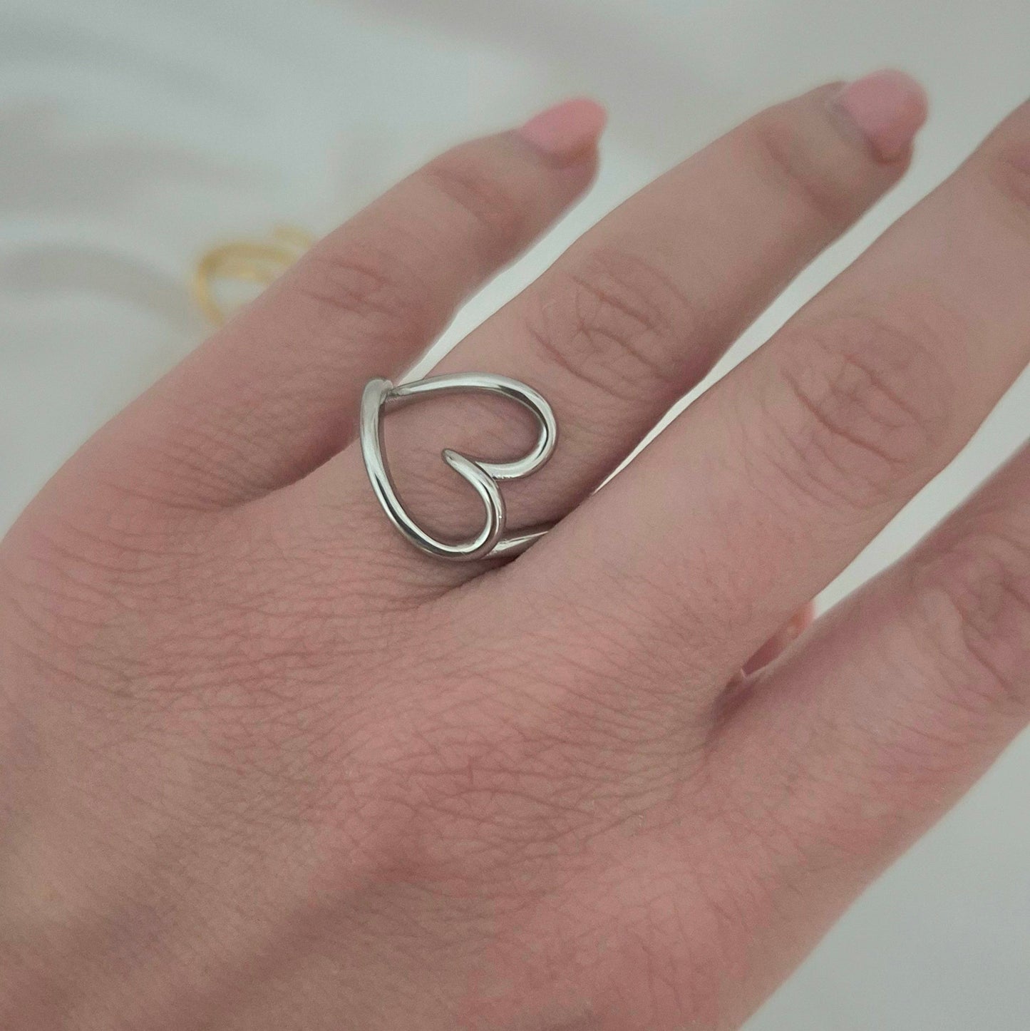 Anello Cuore Sagoma argentato