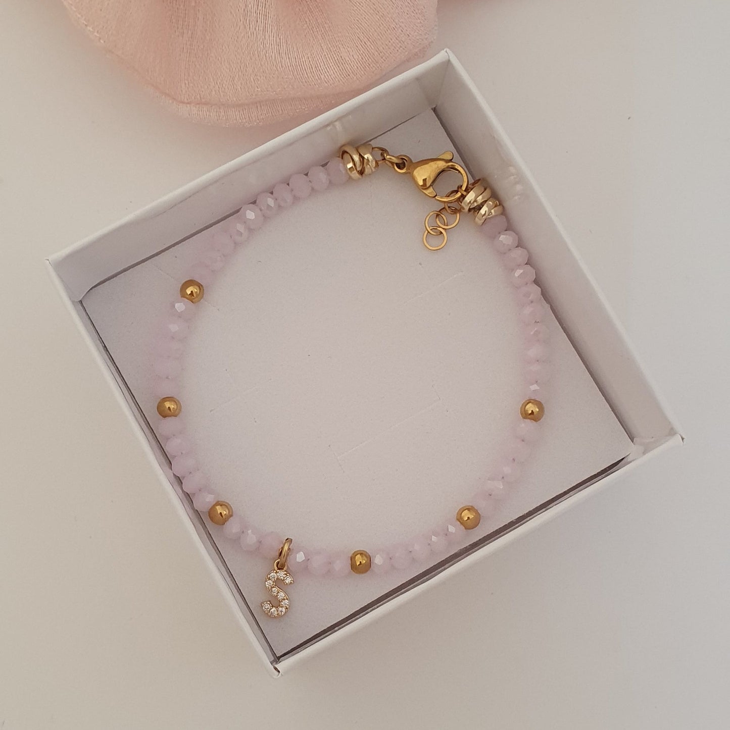 Bracciale Crystal rosa con iniziale