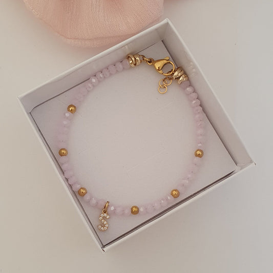 Bracciale Crystal rosa con iniziale