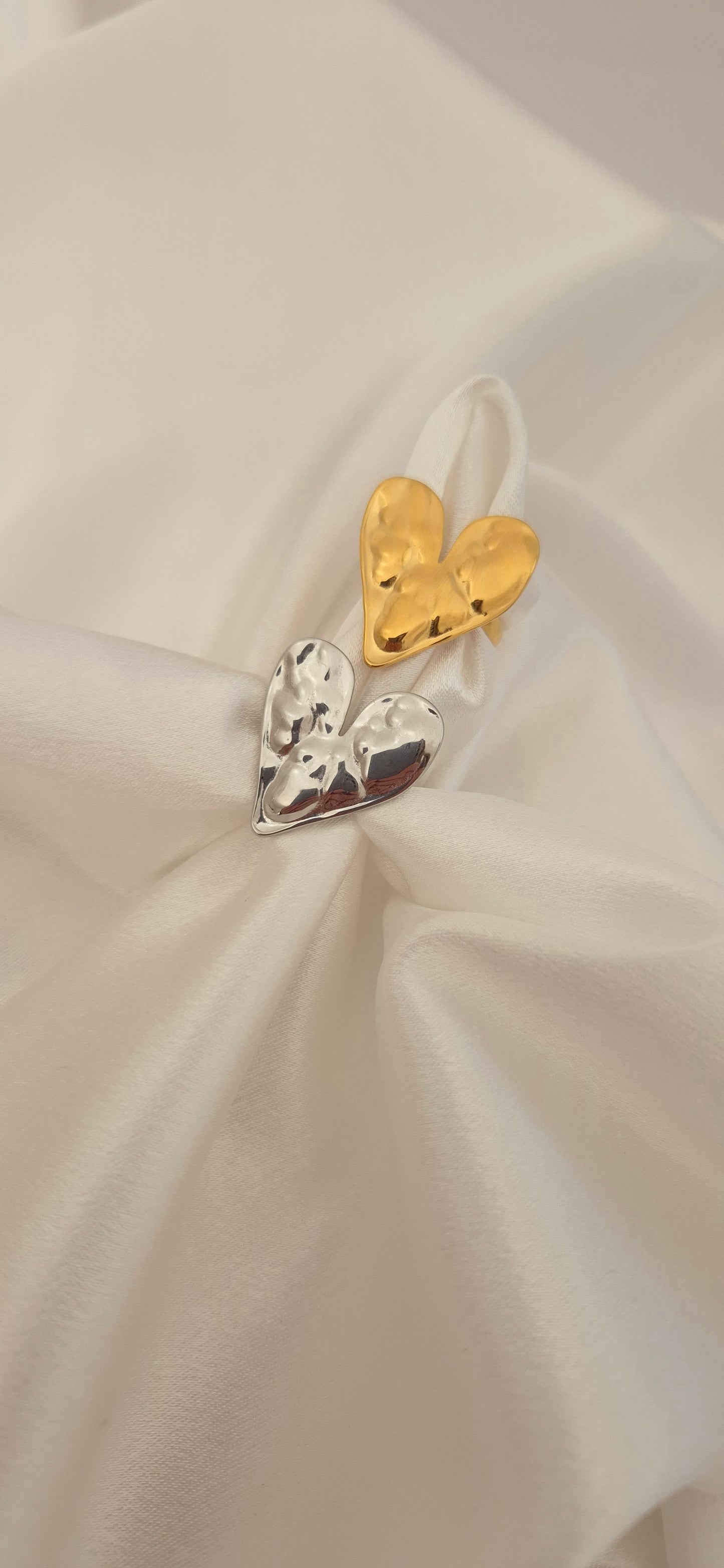 Anello Cuore ondulato argentato