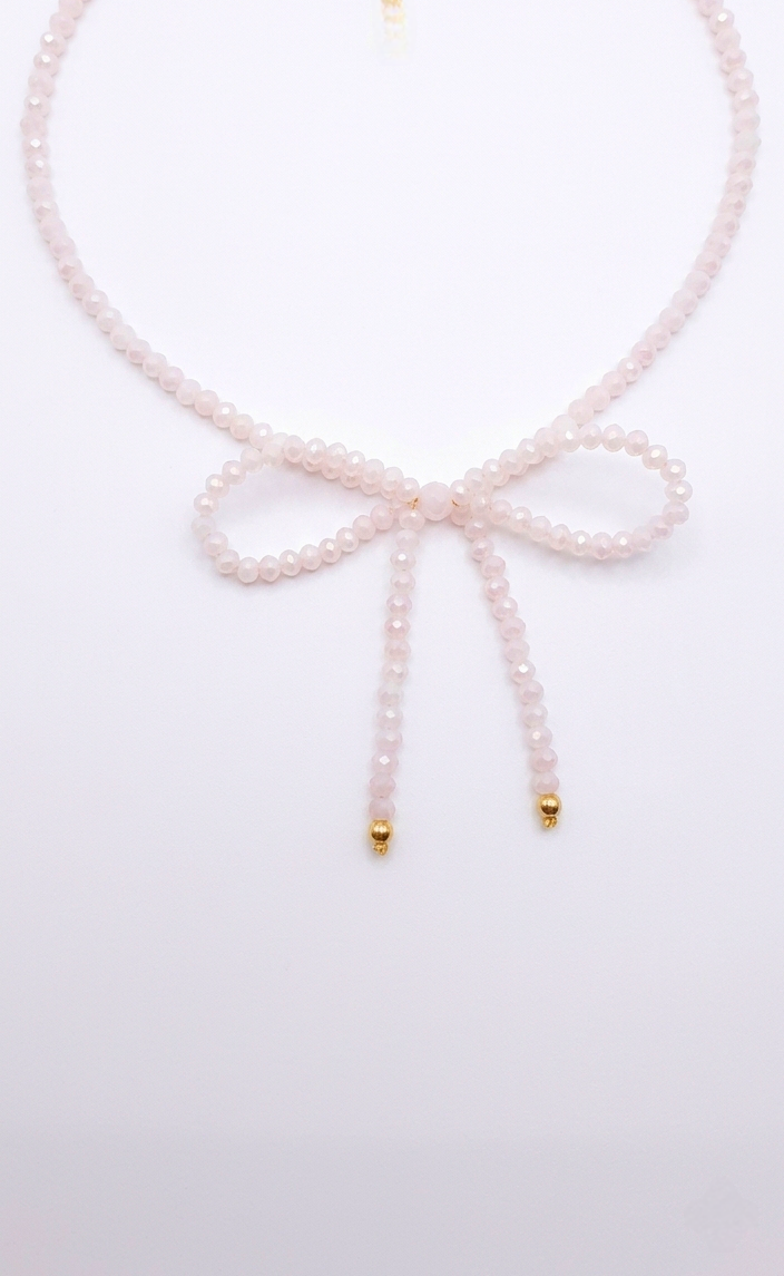 Collana fiocco rosa