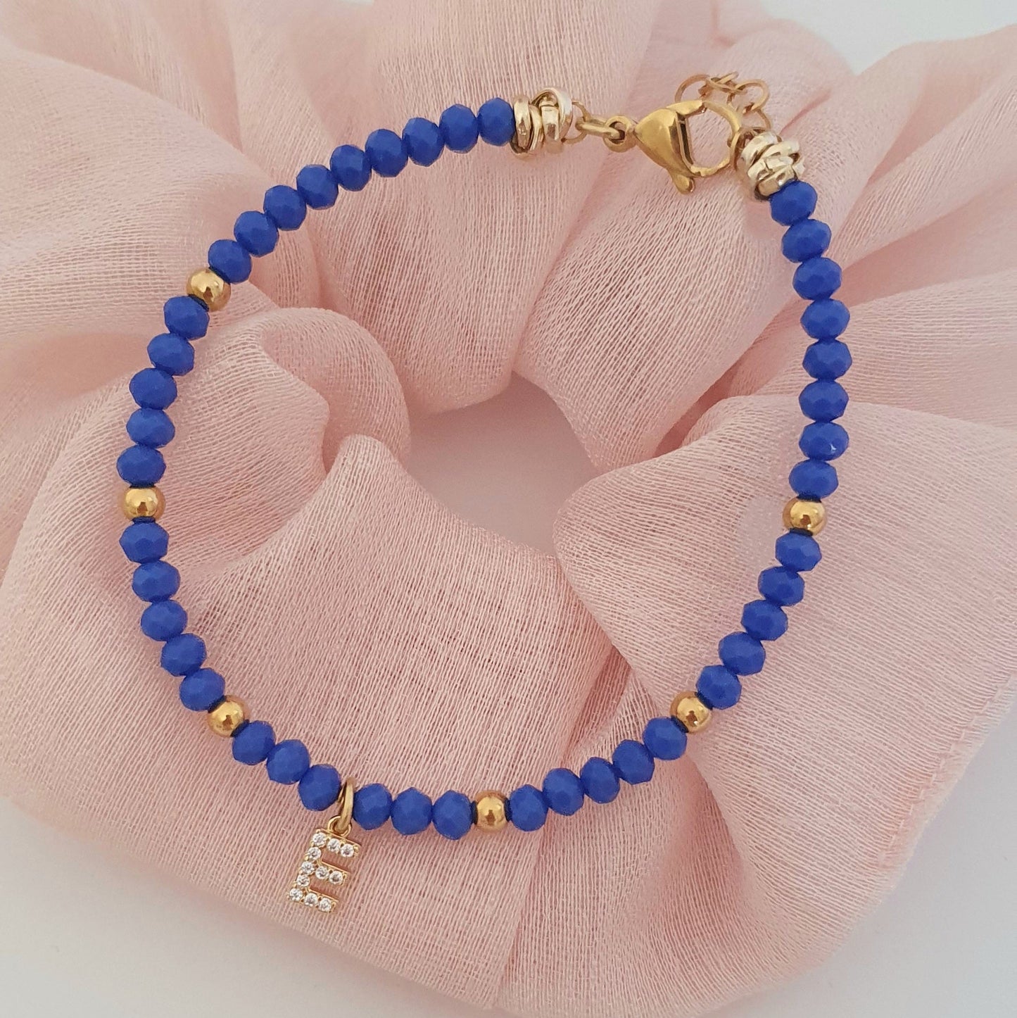 Bracciale Crystal blu con iniziale
