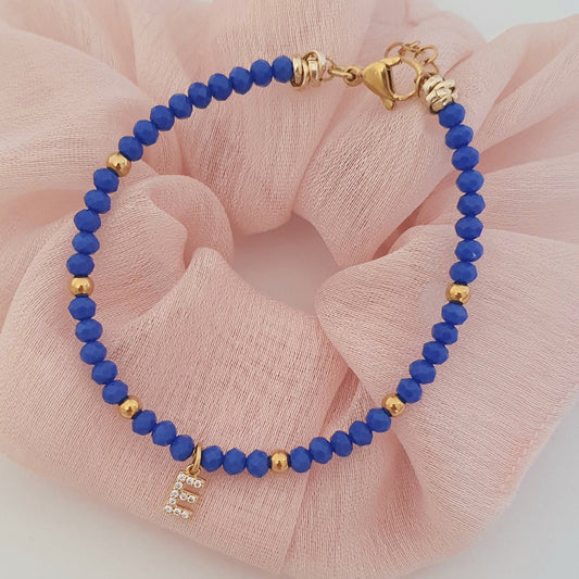 Bracciale Crystal blu con iniziale