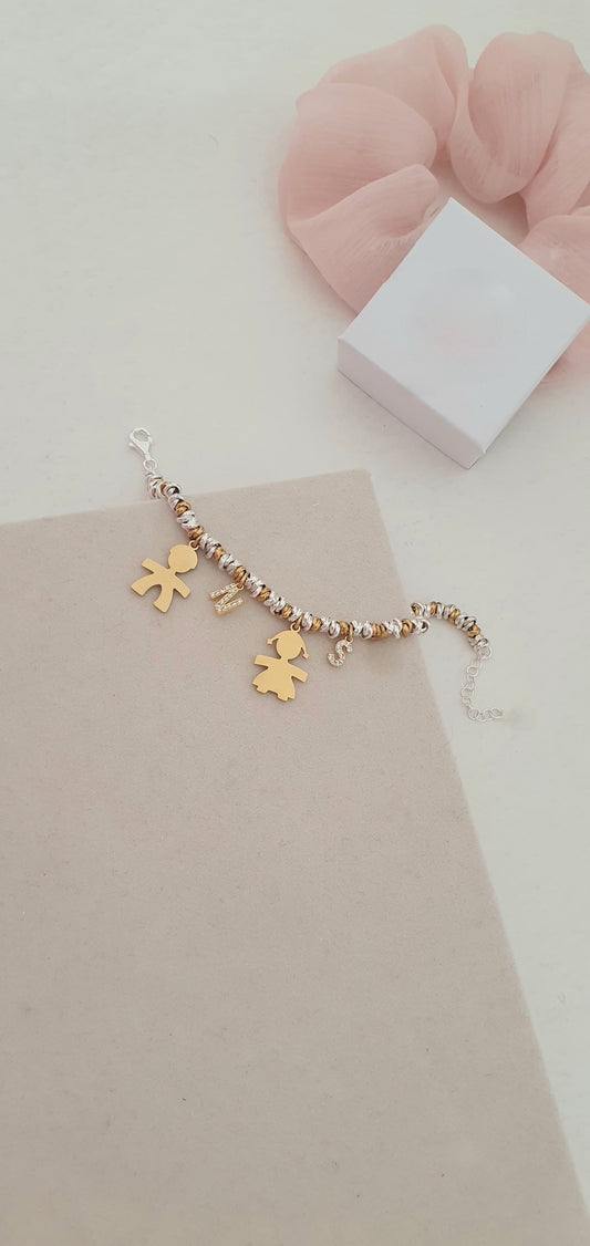 Bracciale Bebè con iniziali bicolor