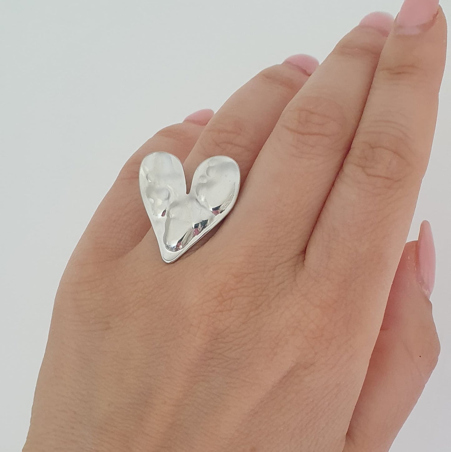 Anello Cuore ondulato argentato