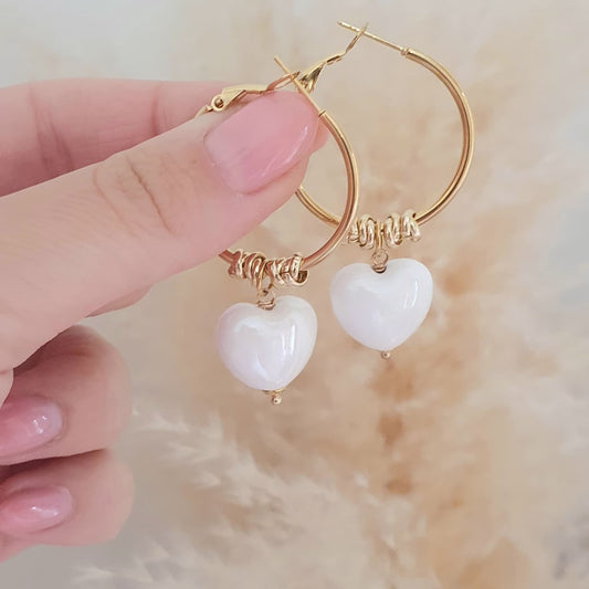 Orecchini Cuore bianco