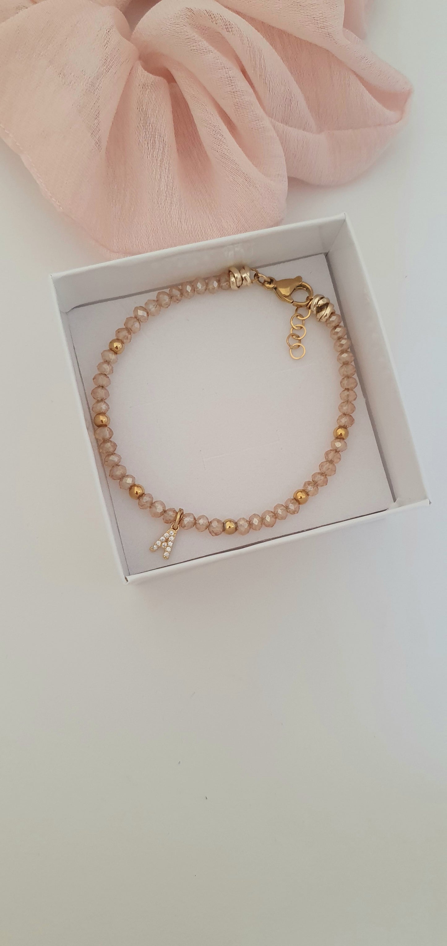 Bracciale Crystal champagne con iniziale