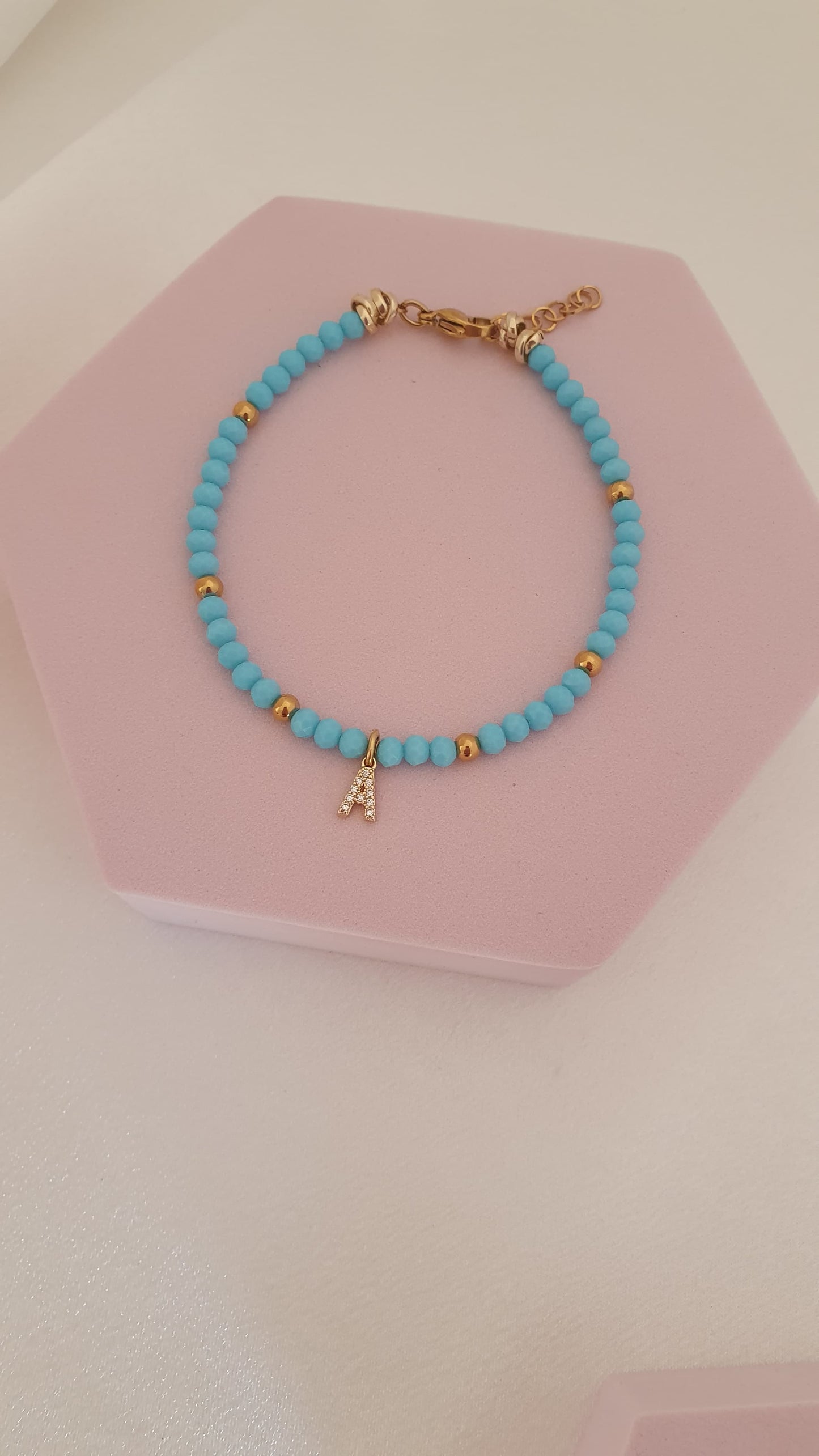 Bracciale Crystal turchese con inziale