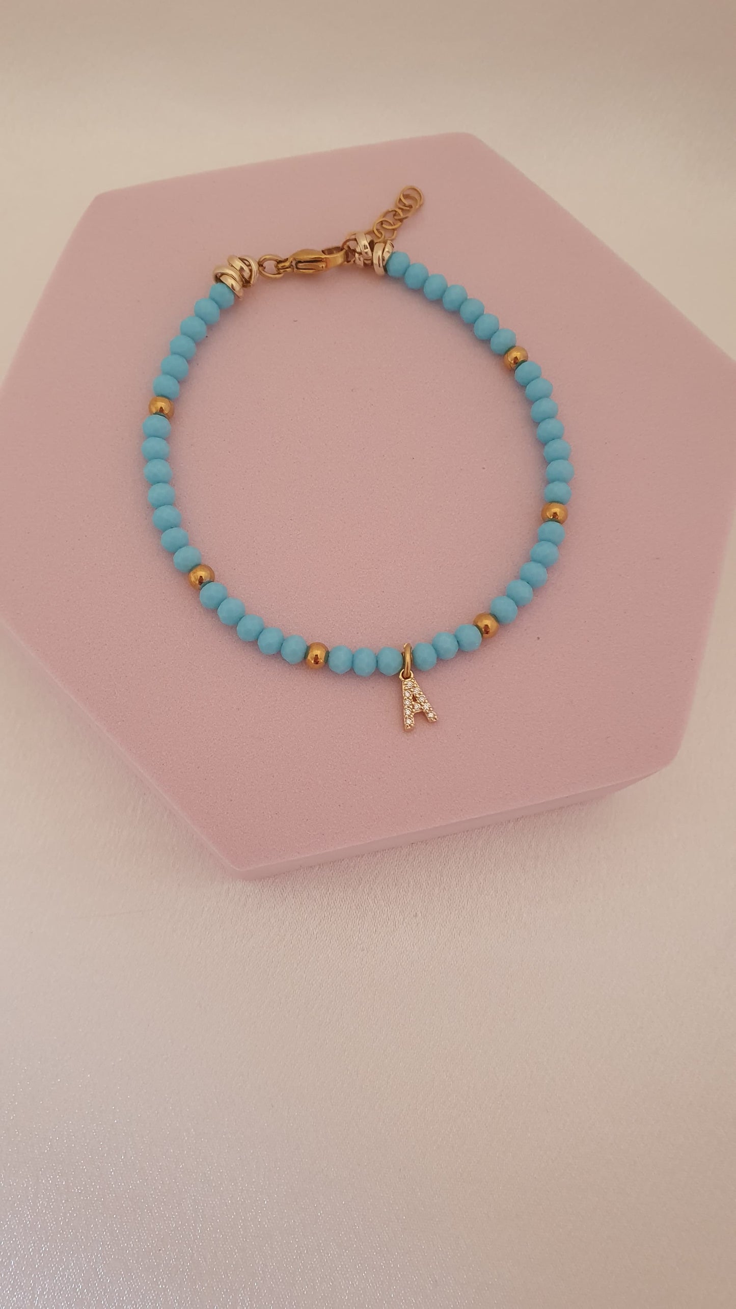 Bracciale Crystal turchese con inziale