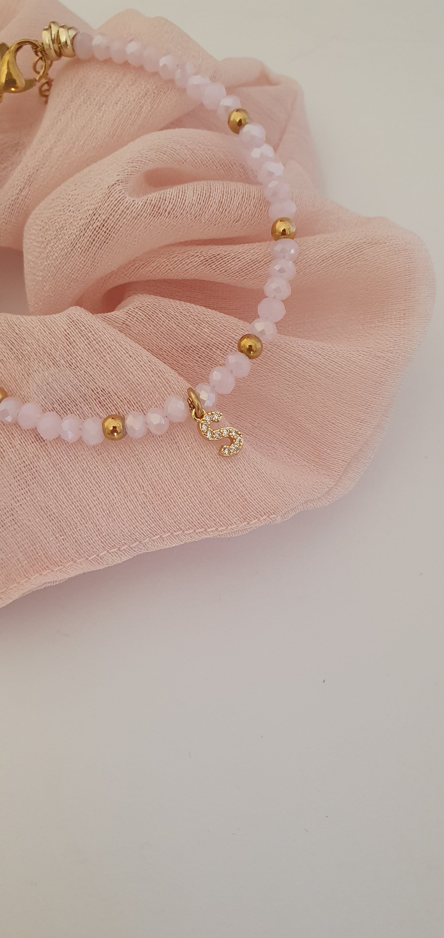 Bracciale Crystal rosa con iniziale