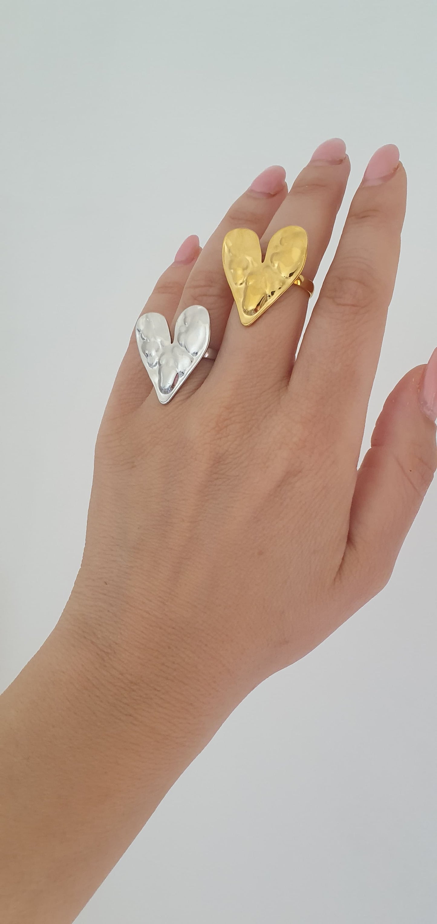 Anello Cuore ondulato argentato