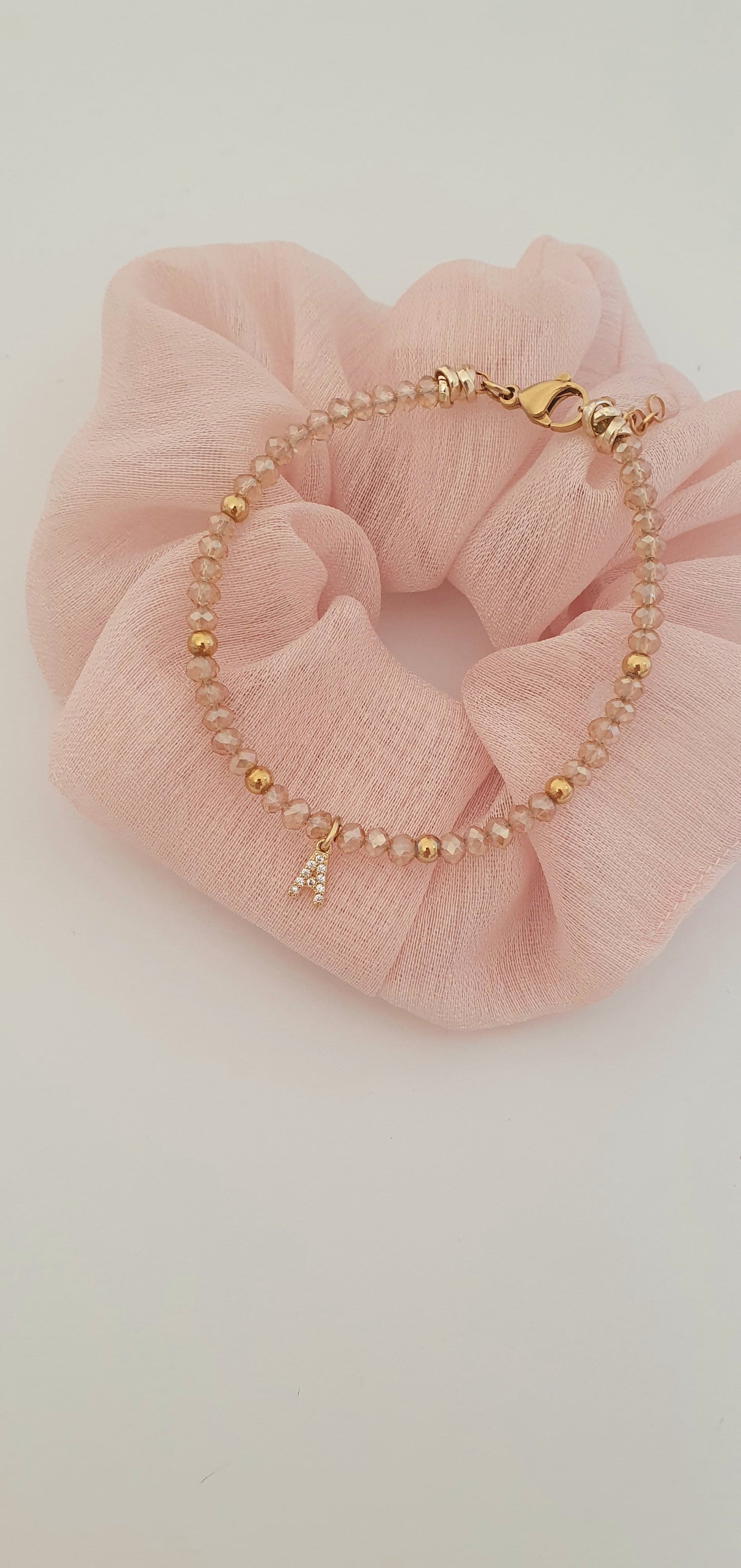 Bracciale Crystal champagne con iniziale