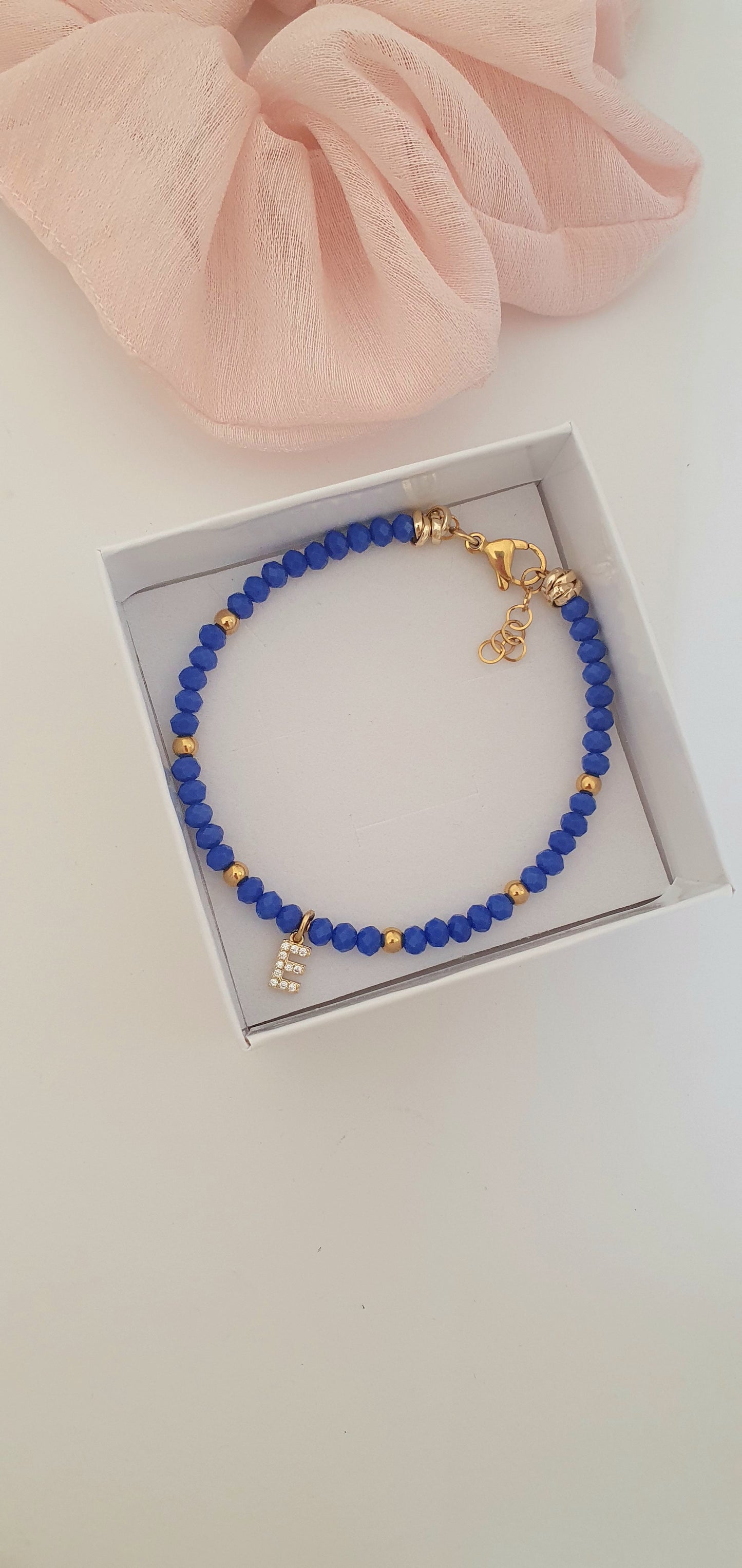 Bracciale Crystal blu con iniziale