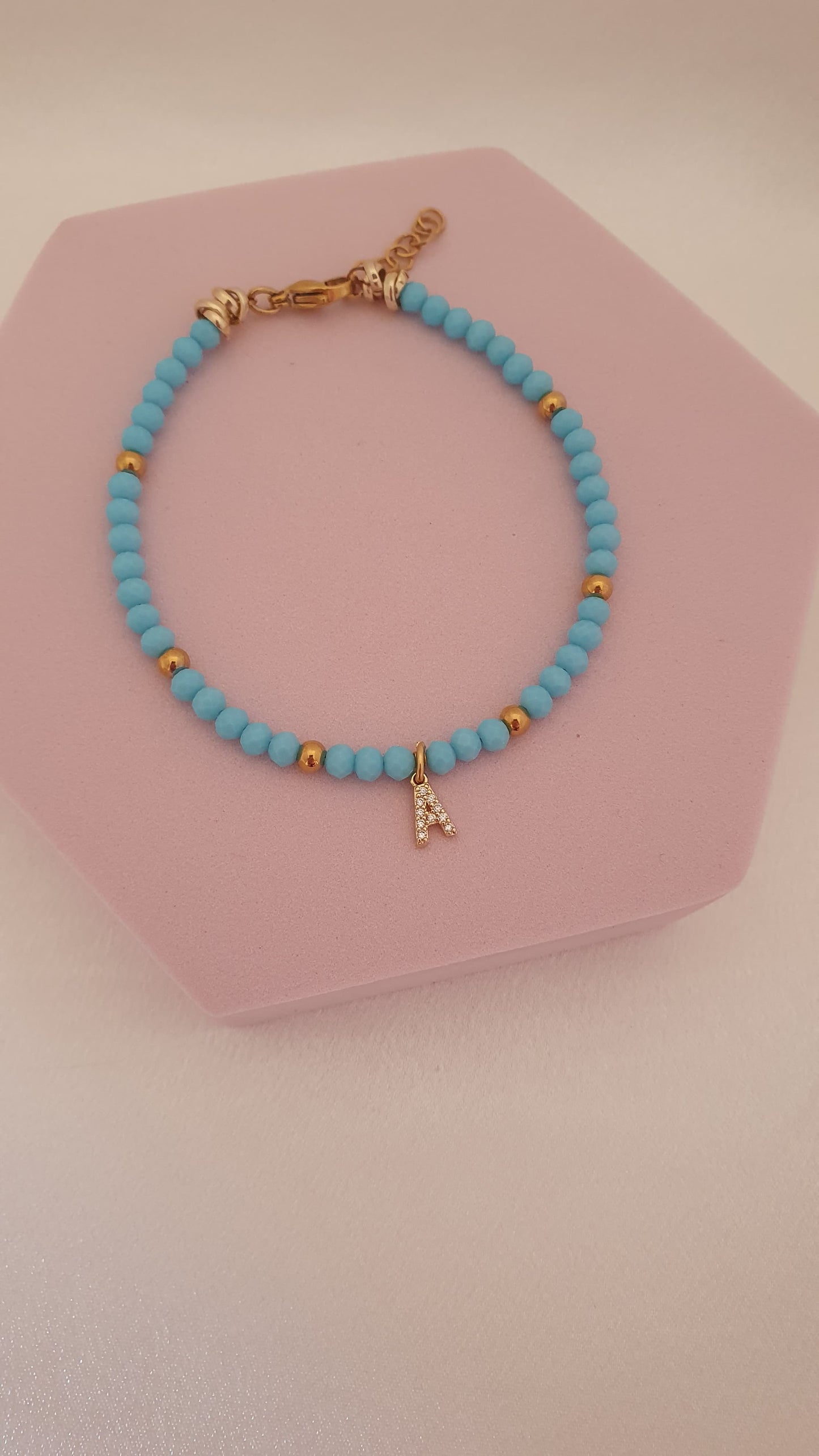 Bracciale Crystal turchese con inziale