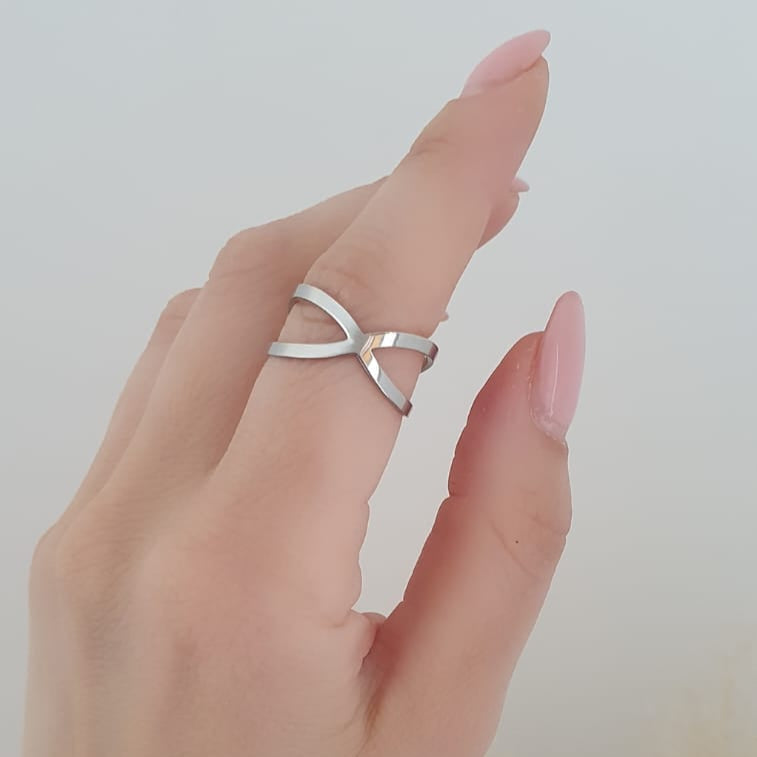 Anello Incrocio argentato