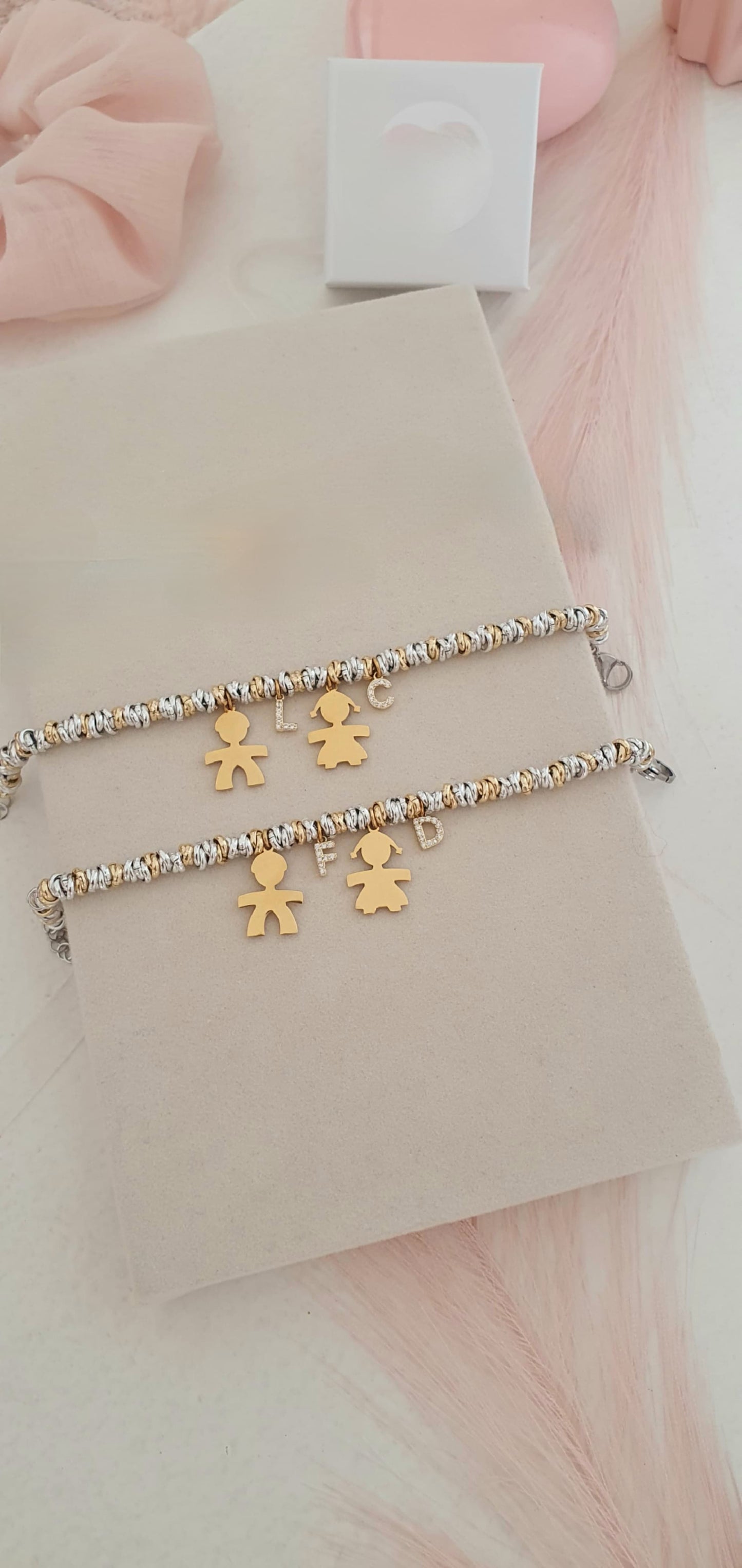 Bracciale Bebè con iniziali bicolor