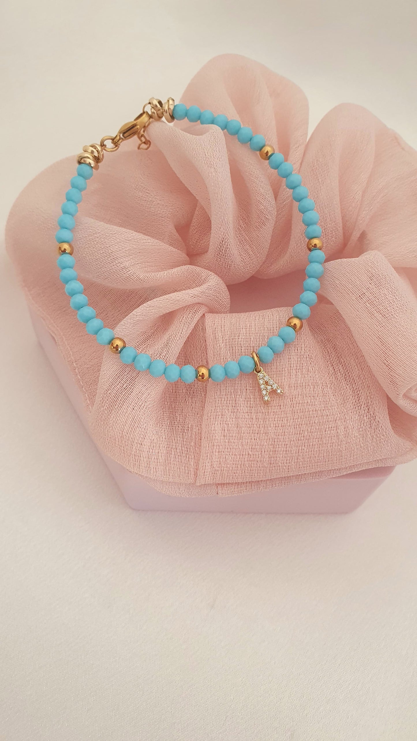 Bracciale Crystal turchese con inziale