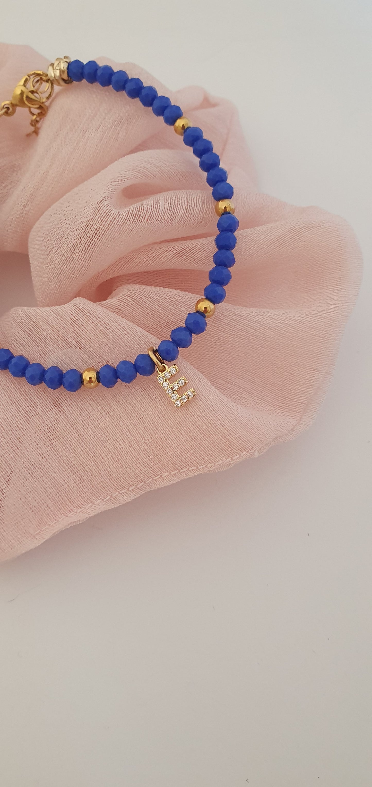 Bracciale Crystal blu con iniziale