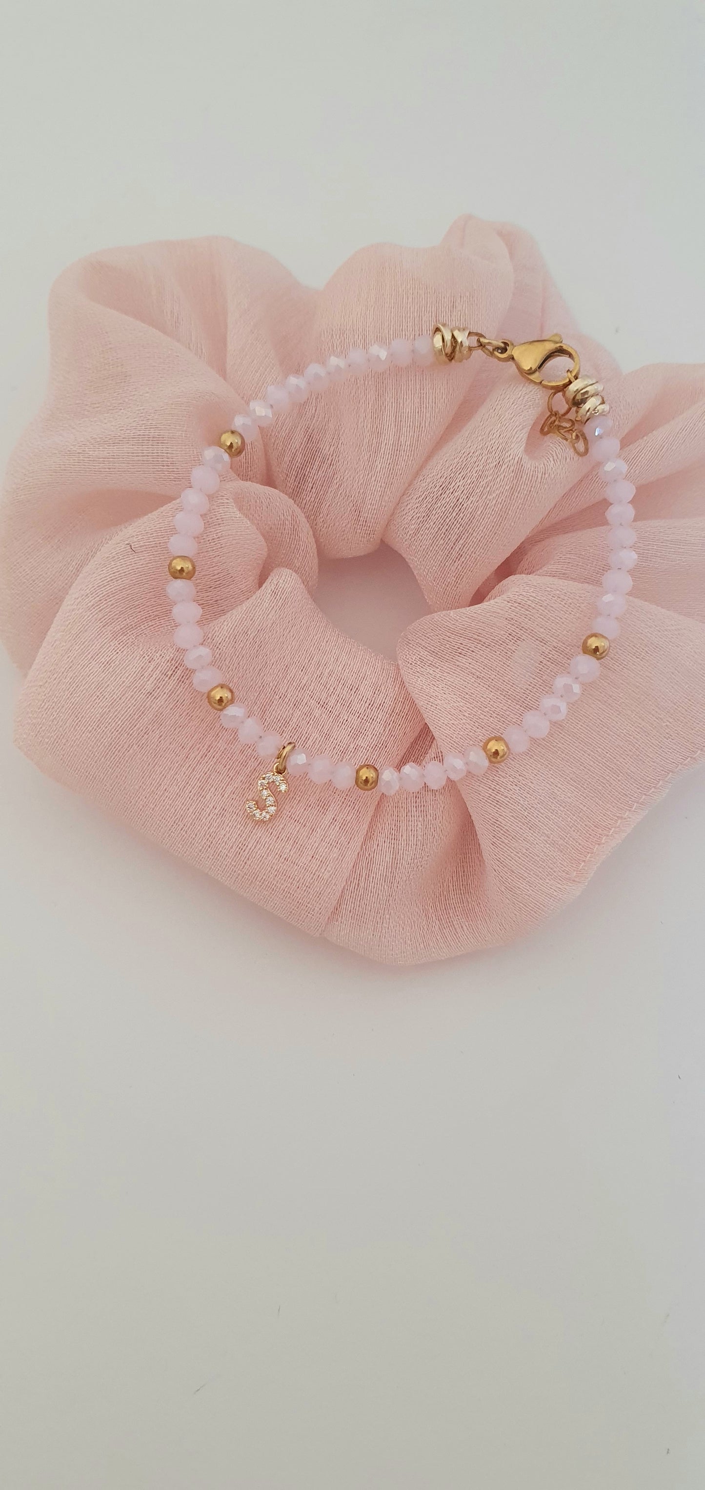 Bracciale Crystal rosa con iniziale