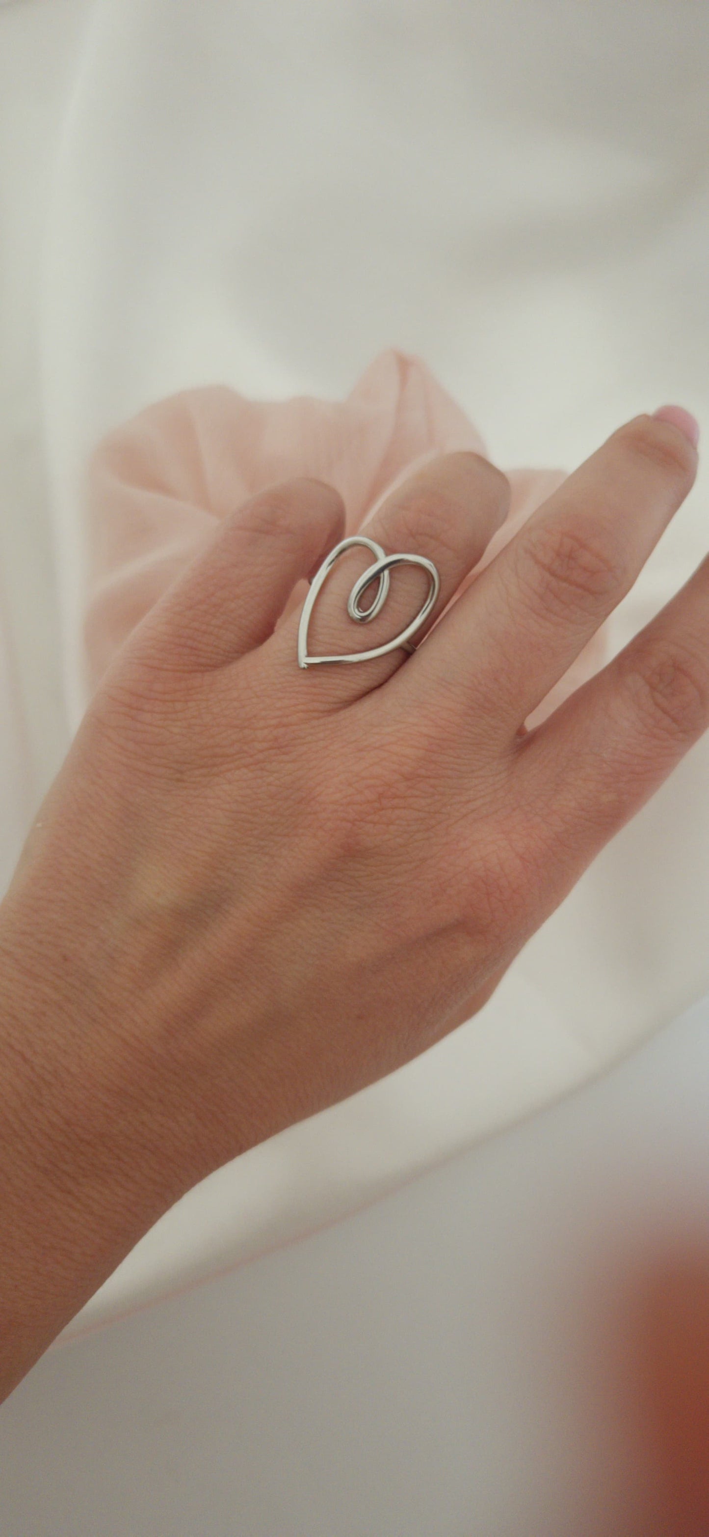 Anello Cuore Ghirigoro argentato