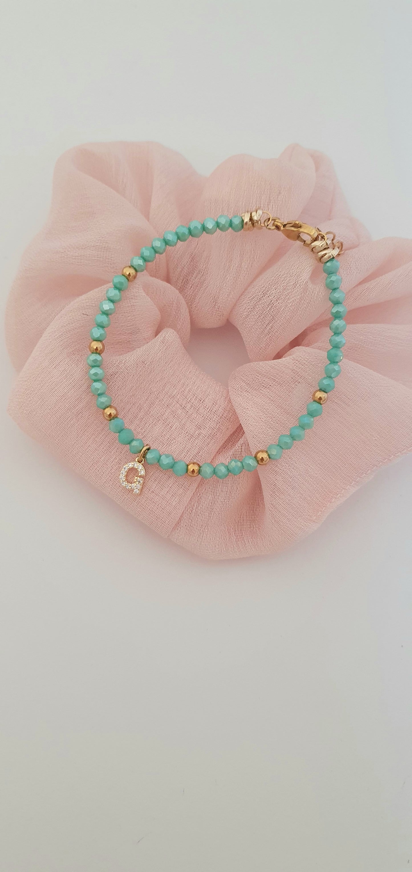 Bracciale Crystal verde con inziale