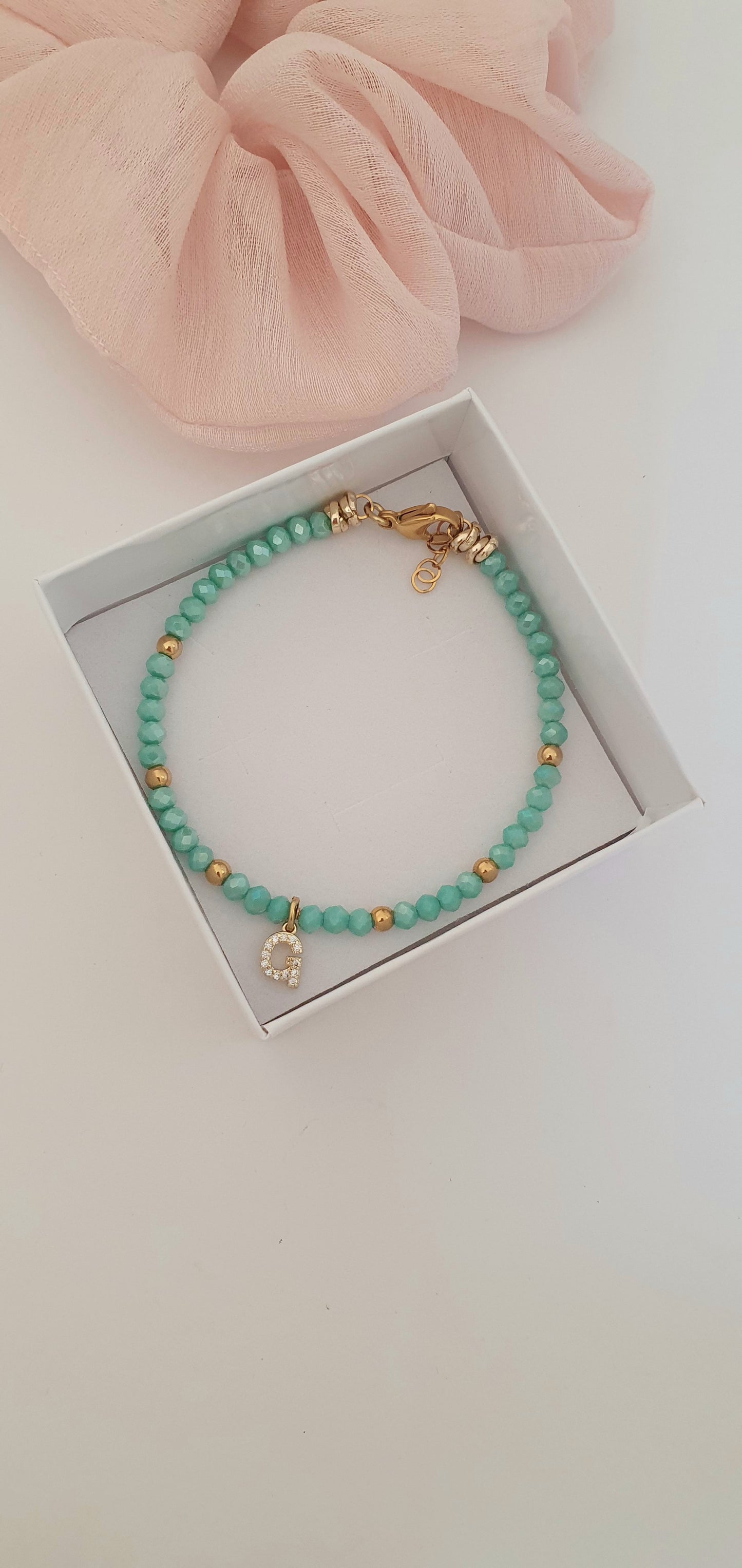 Bracciale Crystal verde con inziale