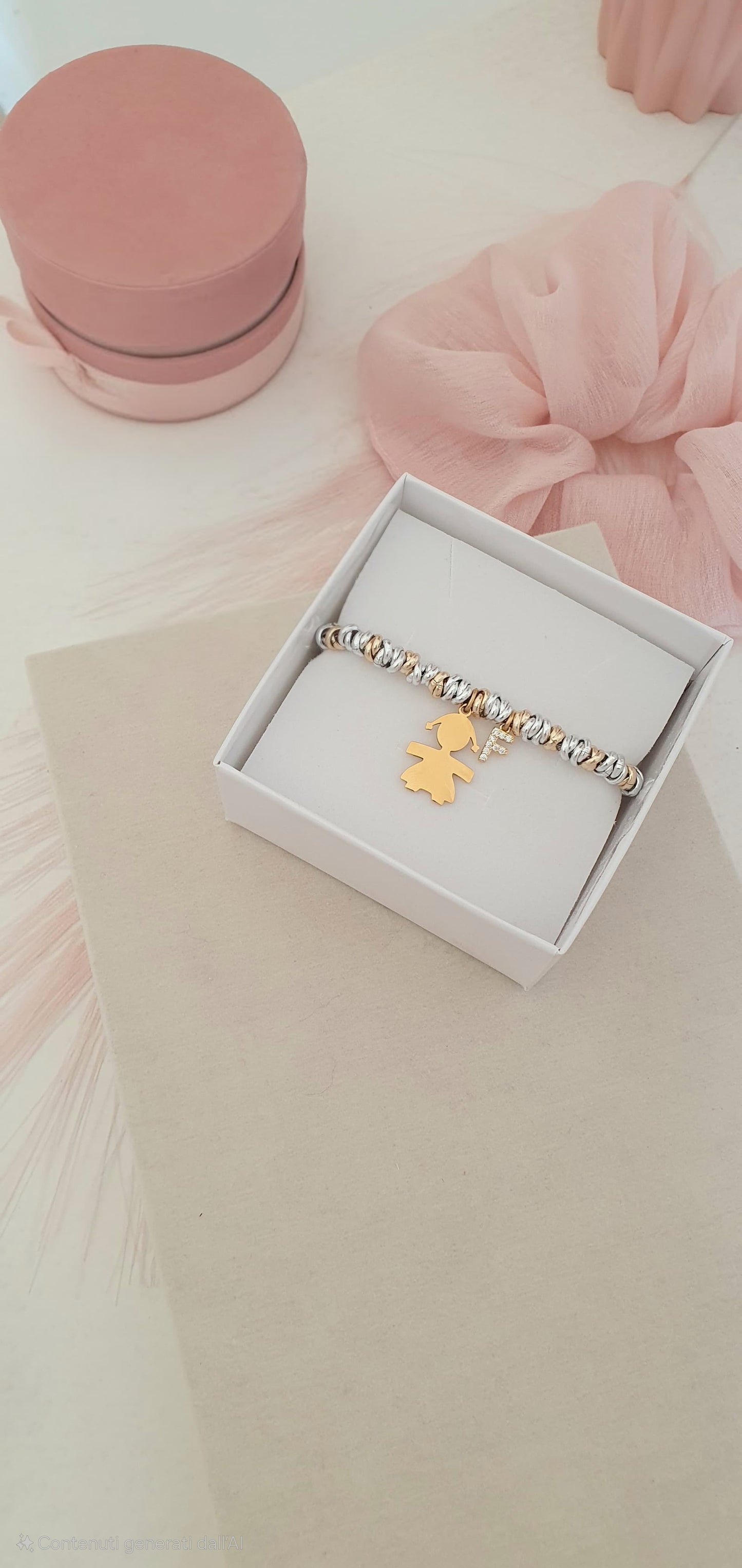 Bracciale Bebè con inziale bicolor