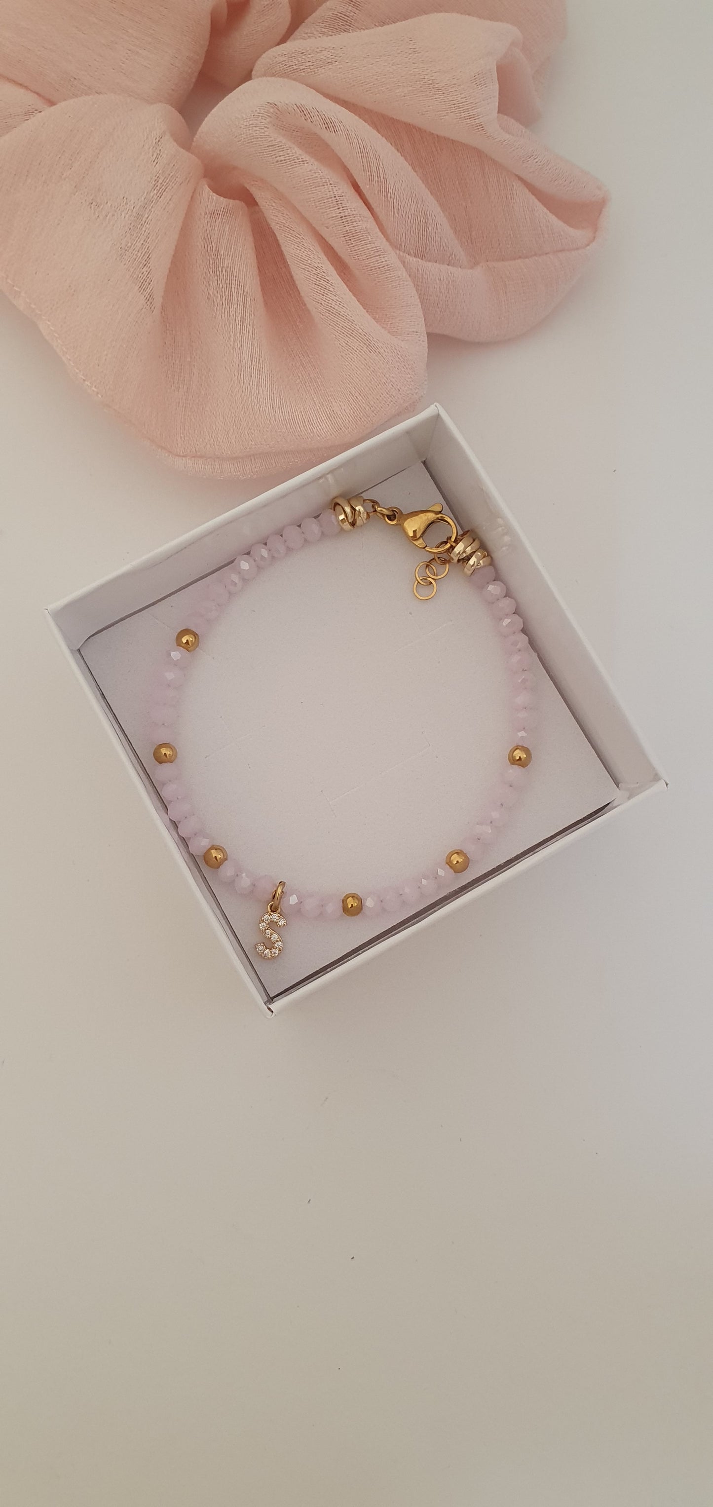 Bracciale Crystal rosa con iniziale