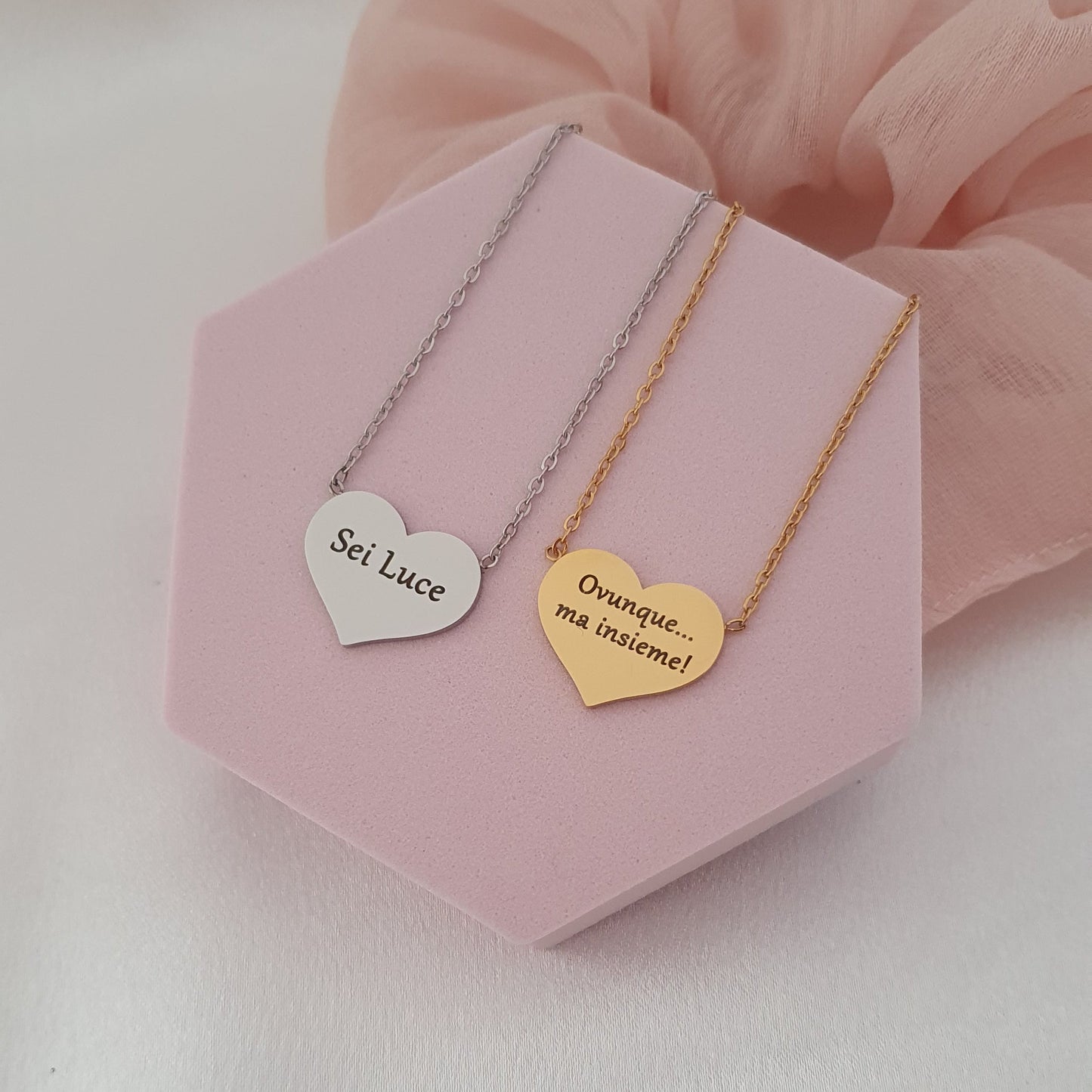 Collana mini Cuore oro con incisione