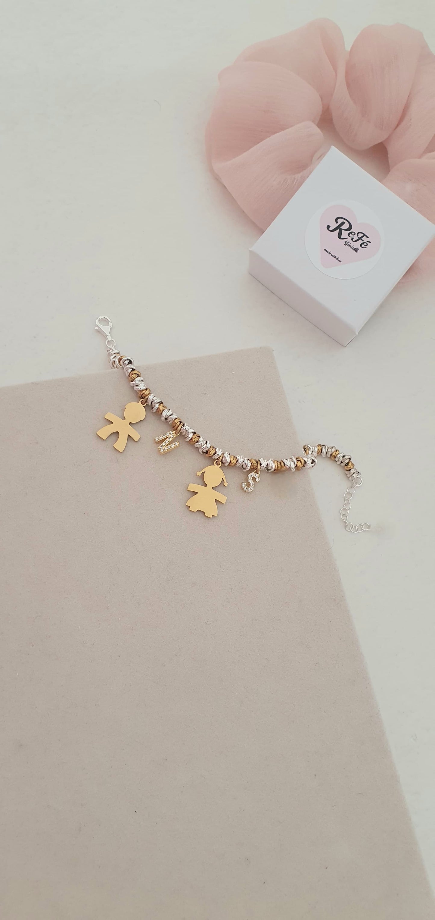 Bracciale Bebè con iniziali bicolor